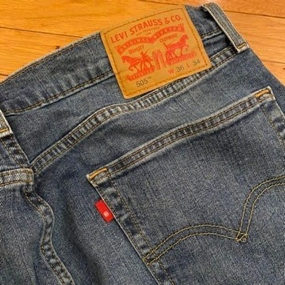 Levi Strauss & Co 505 Mens Jeans‎ W36 L34 Blue Straight Fit Denim